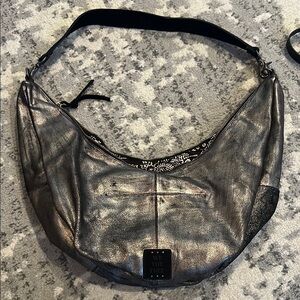 We The Free Silver Hobo Bag with Metallic Sheen